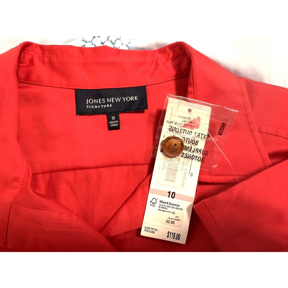 NWT Jones New York Maxi Belted Button Down Dress Sz 10 Pinkish Coral Cotton - Picture 5 of 10
